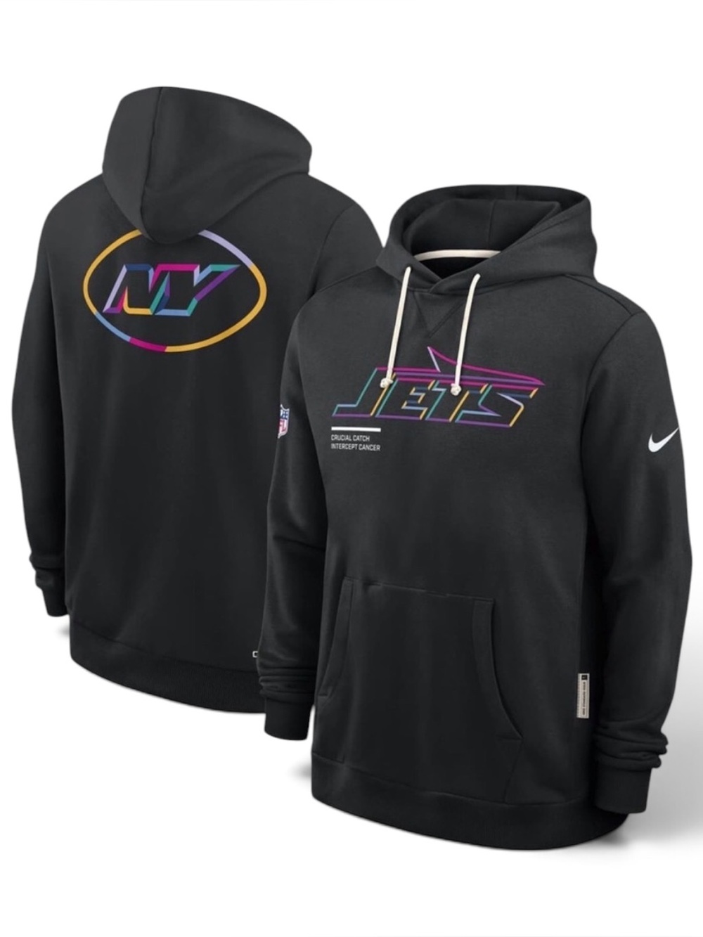 NWT Nike Men's Black NY Jets 2025 NFL Crucial Catch Sideline Standard Hoodie - L